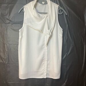 GREYLIN White Sleeveless Blouse w/tie